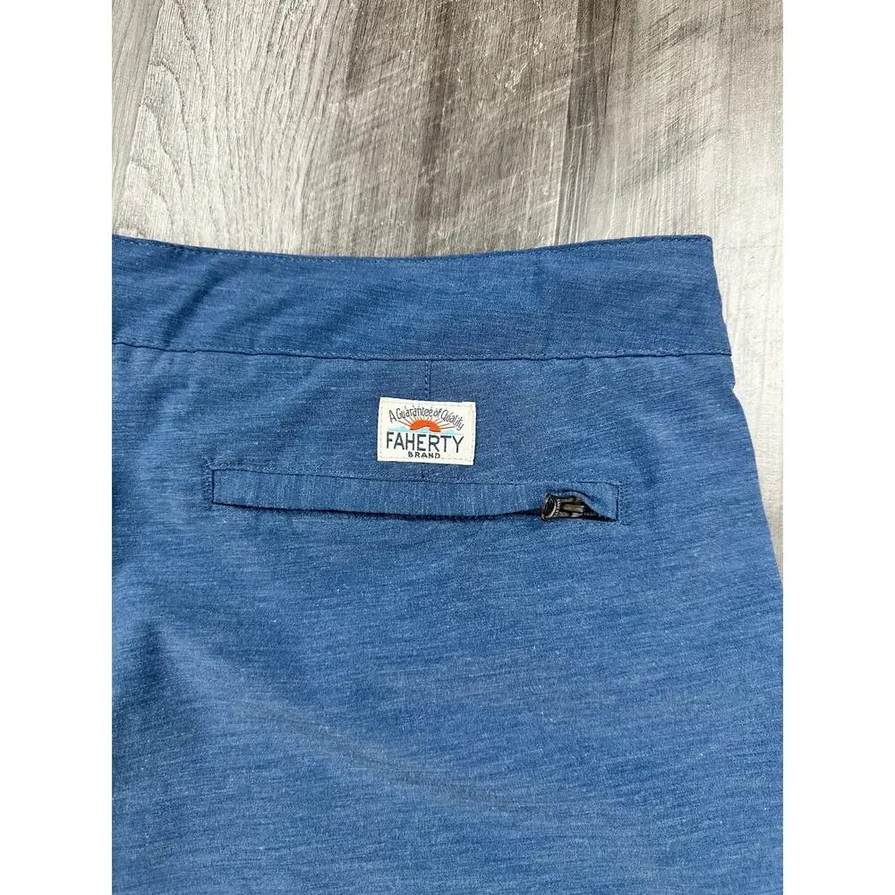 Faherty All Day Hybrid Drawstring Shorts Navy — Size 38